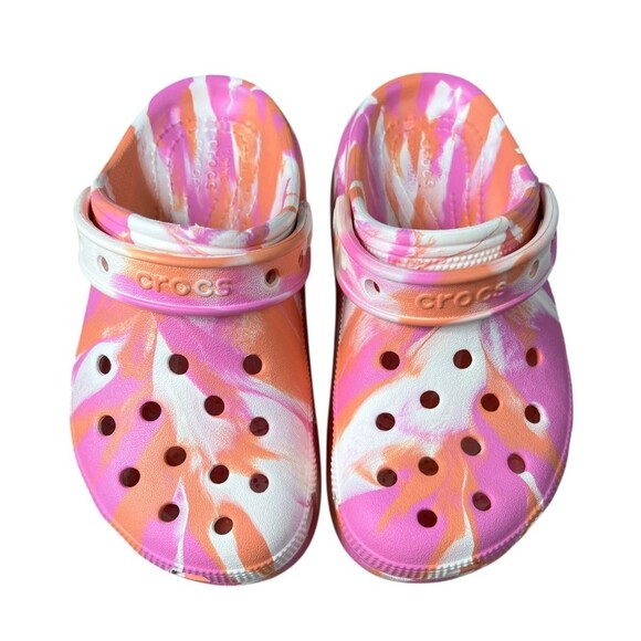 Crocs Girls Marbled Cutie Platform Clogs Size 2 NWOT Papaya Pink & Orange - Picture 2 of 14